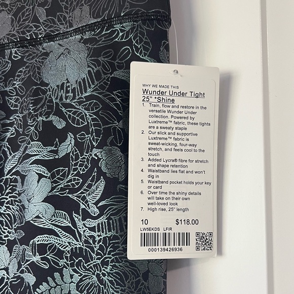 Lululemon Wunder Train High-Rise Tight Blk & Green Iridescent Foil Size 10 NWT - Picture 3 of 5